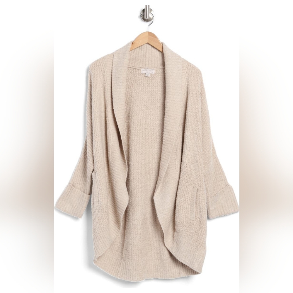 Barefoot Dreams CozyChic Lite Waffle Cocoon Cardigan Stone S/M